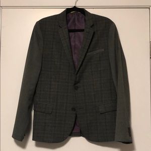 RW&Co Blazer-Grey Plaid Design with Purple Lining